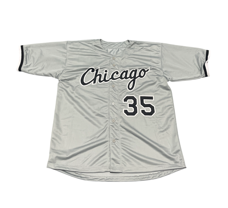 Frank Thomas Signed Chicago White Sox Custom Grey Jersey Beckett Witness BAS COA