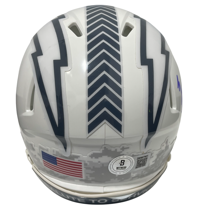 Rodney Harrison Signed Chargers Salute 24 Mini Helmet Beckett Witness BAS COA