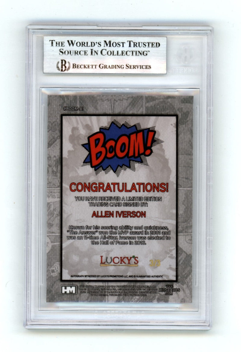 Allen Iverson 2024 Hits Memorabilia BOOM Silver Jersey # 3/3 Signed BGS BAS Auto