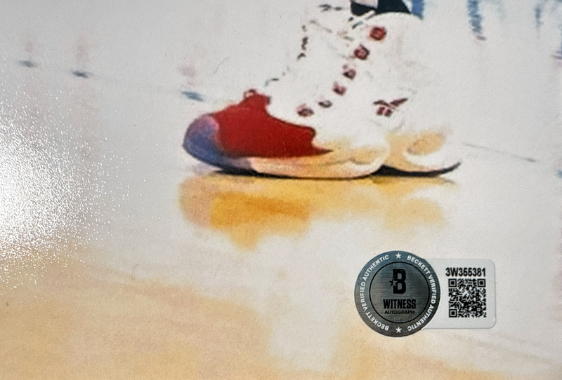 Allen Iverson Signed 76ers 16x20 Photo vs Michael Jordan Beckett Witness BAS COA