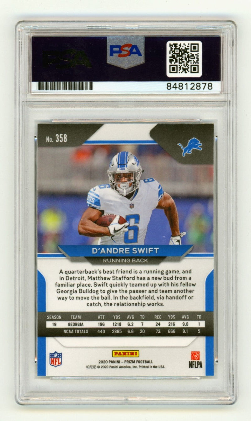 D'Andre Swift 2020 Panini Prizm 358 Rookie RC Signed PSA 10 Auto Gem Lions Bears