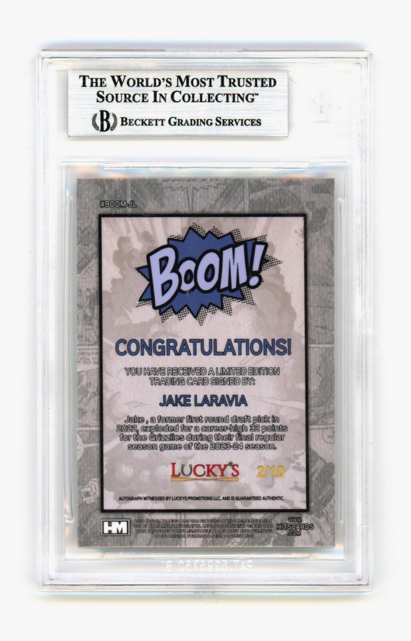 Jake LaRavia 2024 Hits Memorabilia BOOM Gold /10 Signed BGS BAS Auto Memphis
