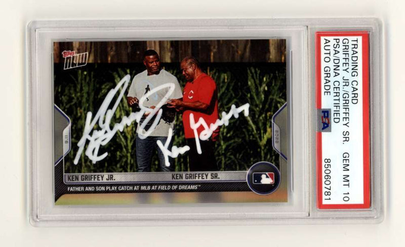 Ken Griffey Jr. & Sr. 2022 Topps Now 690 Field of Dreams Dual Signed PSA 10 Auto