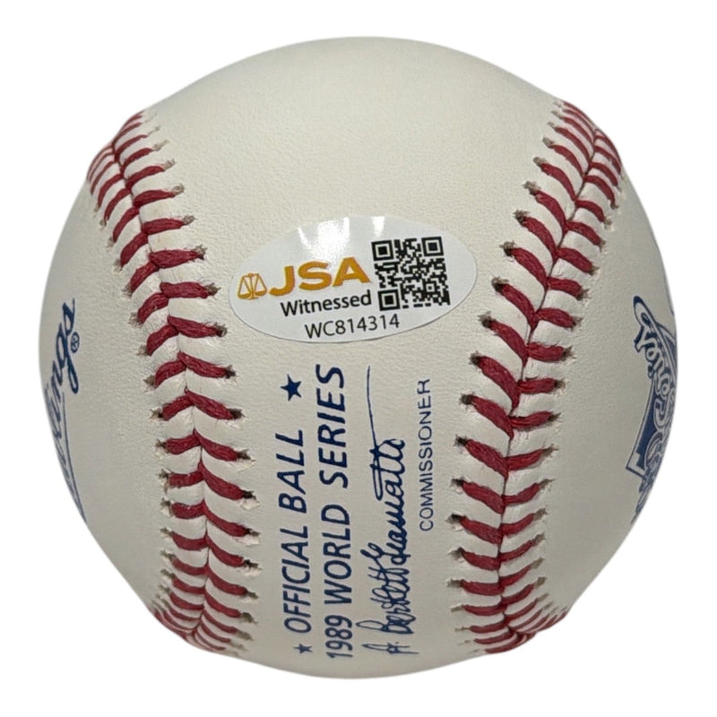 Dave Stewart Signed 1989 World Series Logo Baseball w/ 89 WS MVP JSA Witness COA
