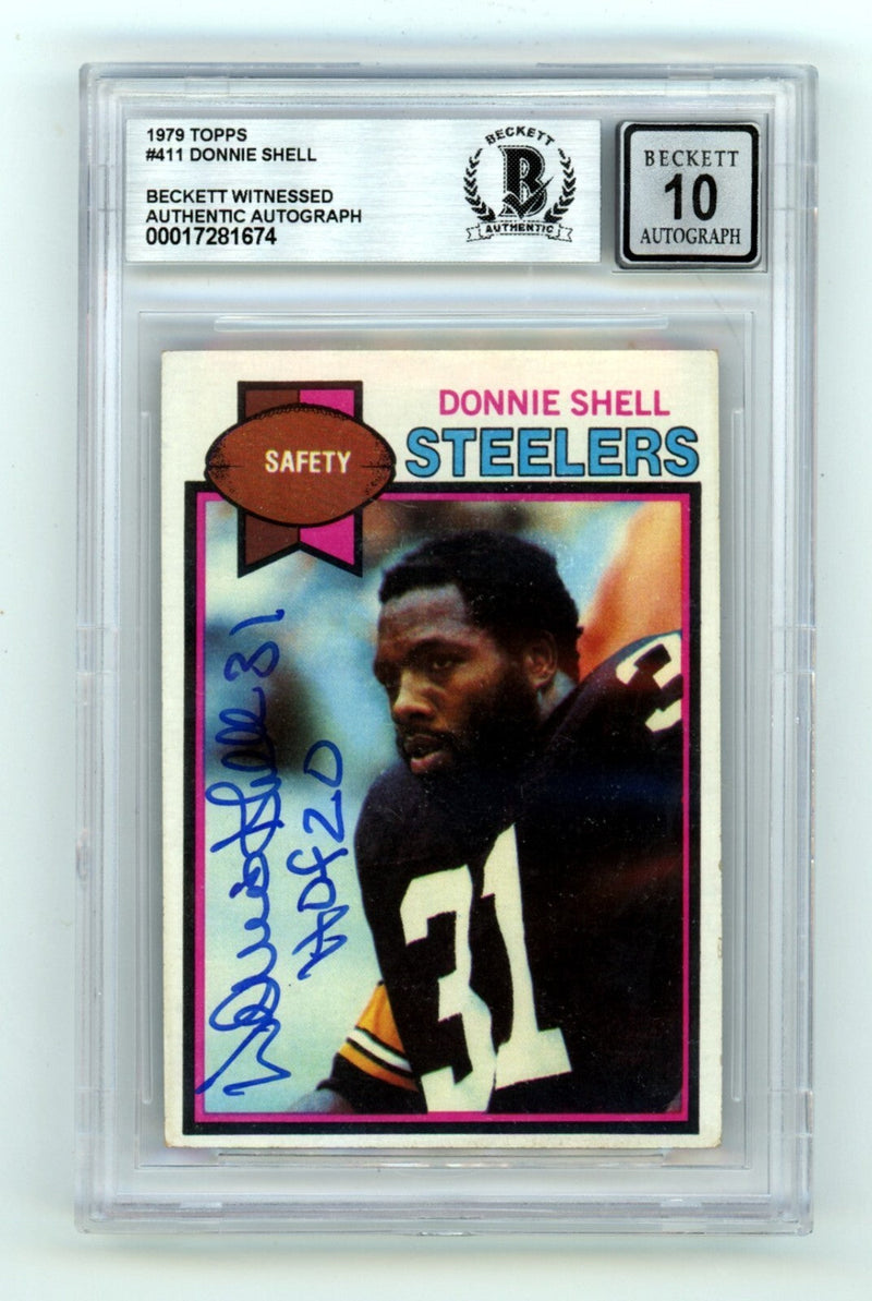 Donnie Shell 1979 Topps #411 Signed w/ HOF 20 Beckett BGS 10 Auto Steelers
