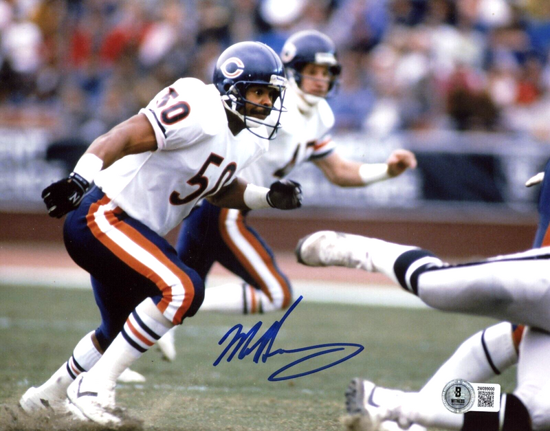 Mike Singletary Signed Chicago Bears 8x10 Photo Beckett Witness BAS COA #3
