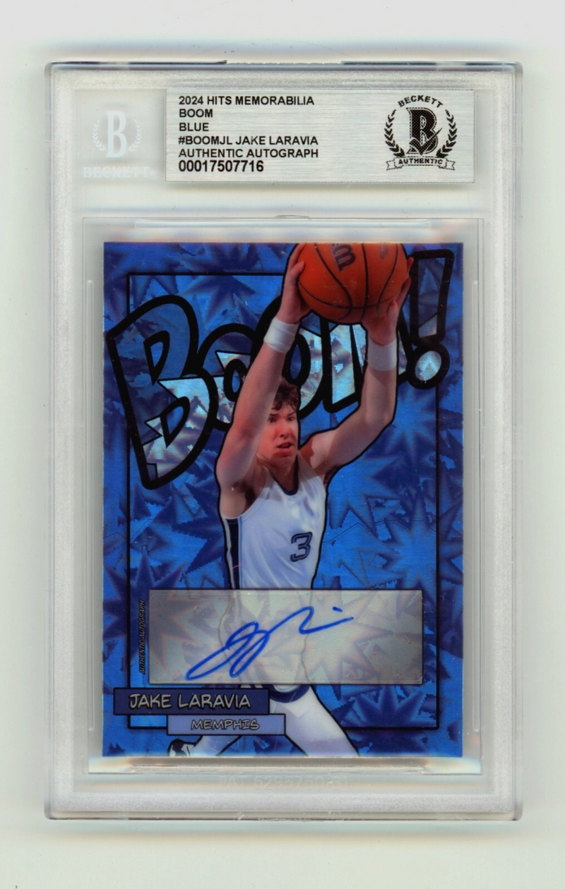 Jake LaRavia 2024 Hits Memorabilia BOOM Blue /3 Signed BGS BAS Auto Memphis