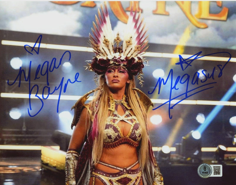 Megan Bayne Signed AEW 8x10 Photo w/ Megasus Beckett Witness BAS COA #6