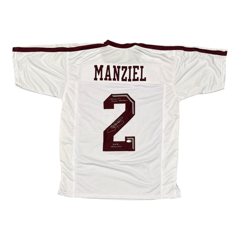 Johnny Manziel Signed Texas A&M Custom Jersey w/ Heisman + F**kin Insc JSA W COA