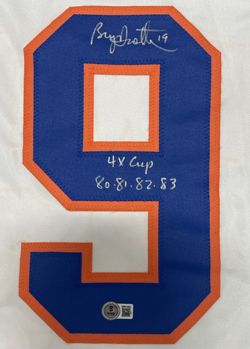 Bryan Trottier Signed NY Islanders Custom Jersey w/ 4x Cup Beckett W BAS COA