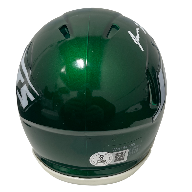 Jamien Sherwood Signed New York Jets Speed Mini Helmet Beckett Witness BAS COA