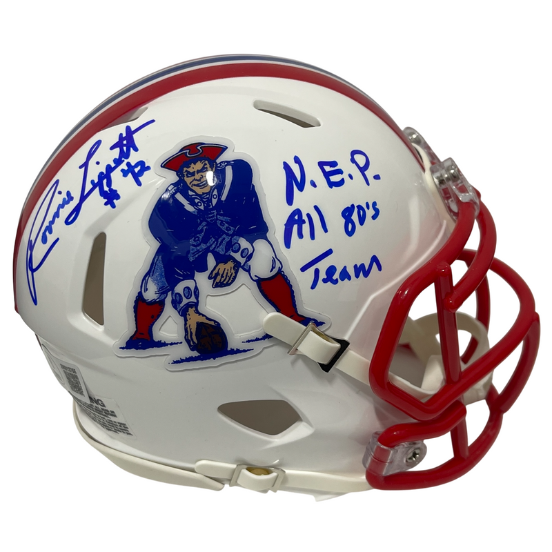 Ronnie Lippett Signed Patriots TB Mini Helmet w/ NEP All 80s Beckett W BAS COA