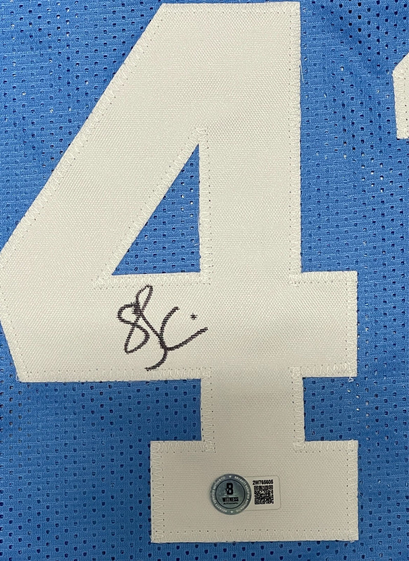 Sam Perkins Signed North Carolina UNC Custom Jersey Beckett Witness BAS COA