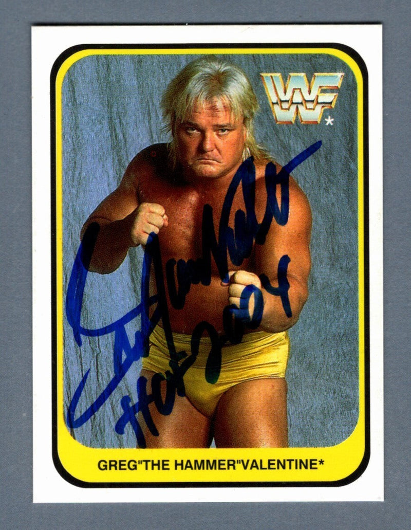 Greg "The Hammer" Valentine Signed 1991 Merlin WWF English 16 w/ HOF 04 LSCM COA