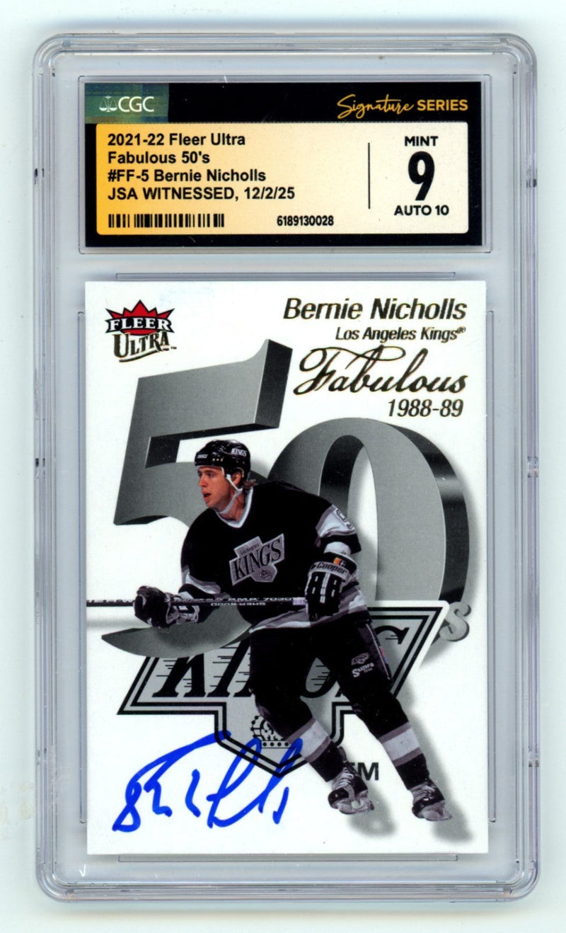 Bernie Nicholls 2021-22 Fleer Ultra Fabulous 50's Signed JSA CGC 9 10 Auto Kings
