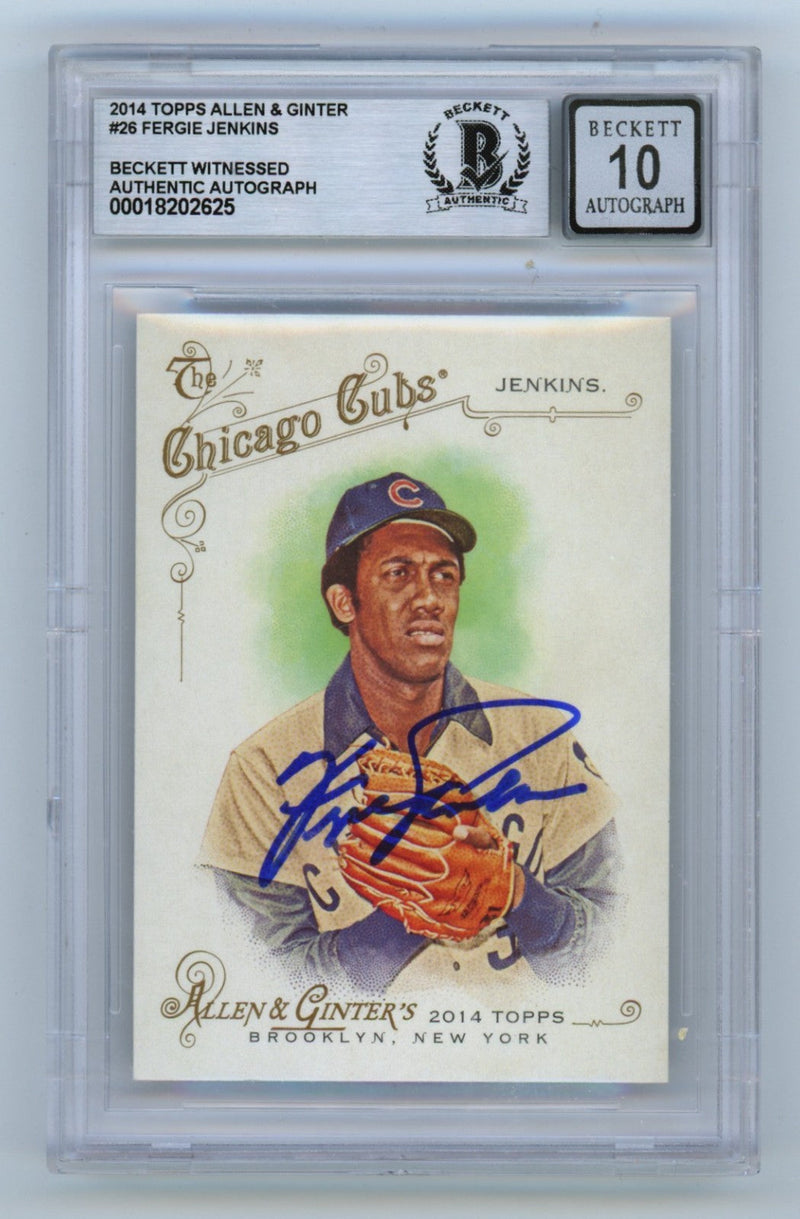 Fergie Jenkins 2014 Topps Allen & Ginter #26 Signed Beckett BGS 10 Auto Cubs