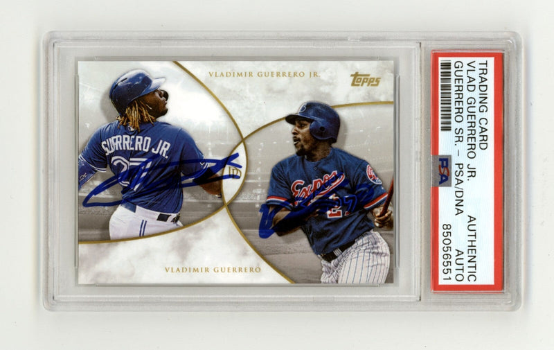 Vladimir Guerrero Jr. & Sr. 2019 Topps Dynamic Duals Signed PSA Authentic Auto