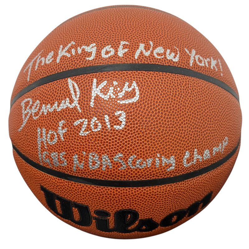 Bernard King Signed Wilson NBA Basketball w/ 3 Insc Beckett Witness BAS COA