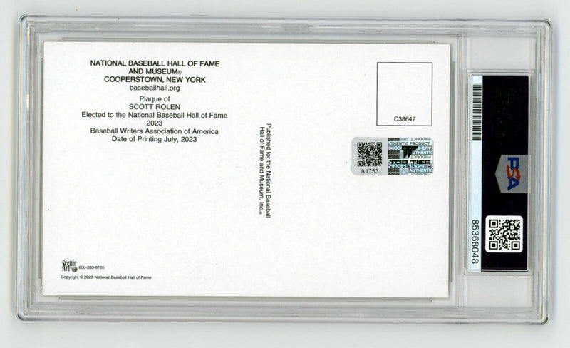 Scott Rolen Signed Yellow HOF Plaque Post Card w/ HOF 23 PSA 10 Auto Steiner
