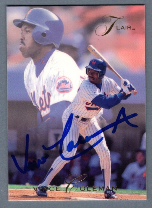 Vince Coleman Signed Autographed 1993 Fleer Flair #90 LSCM COA New York Mets