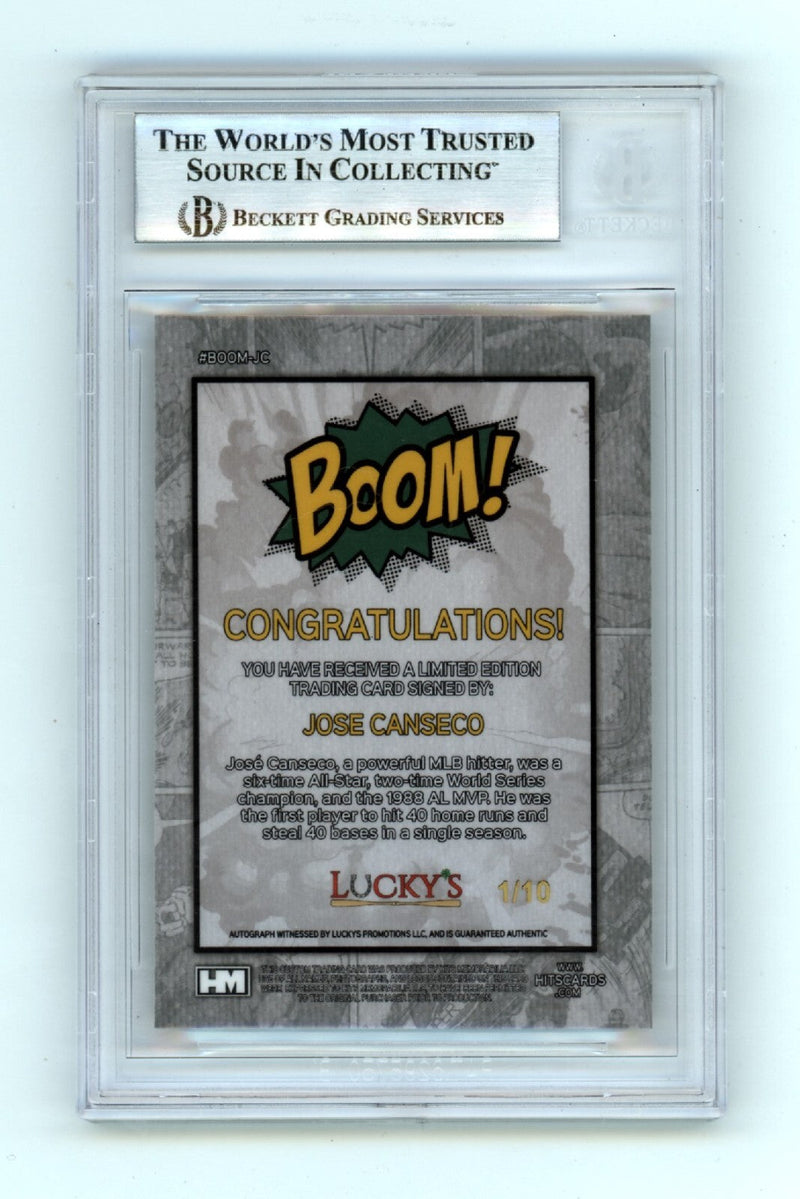 Jose Canseco 2024 Hits Memorabilia BOOM Gold #/10 Signed BGS BAS Auto Athletics