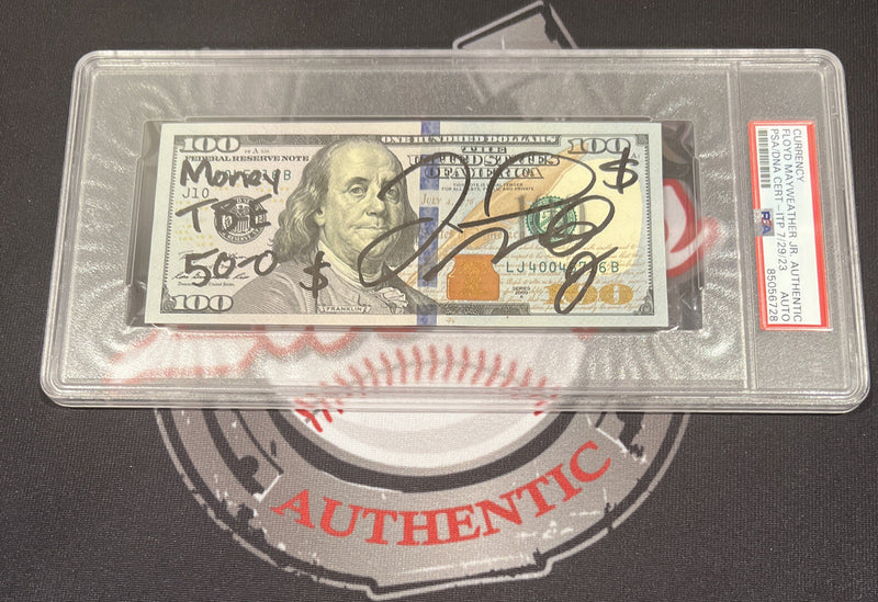 Floyd Mayweather Jr. Signed $100 Bill US Currency x4 Inscription PSA Auth Auto E