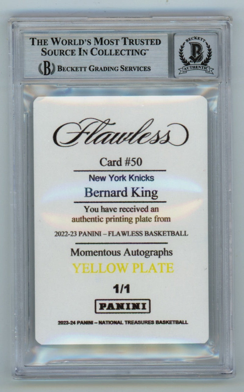 Bernard King 2022-23 Panini Flawless Printing Plate #1/1 Signed Insc BGS 10 Auto