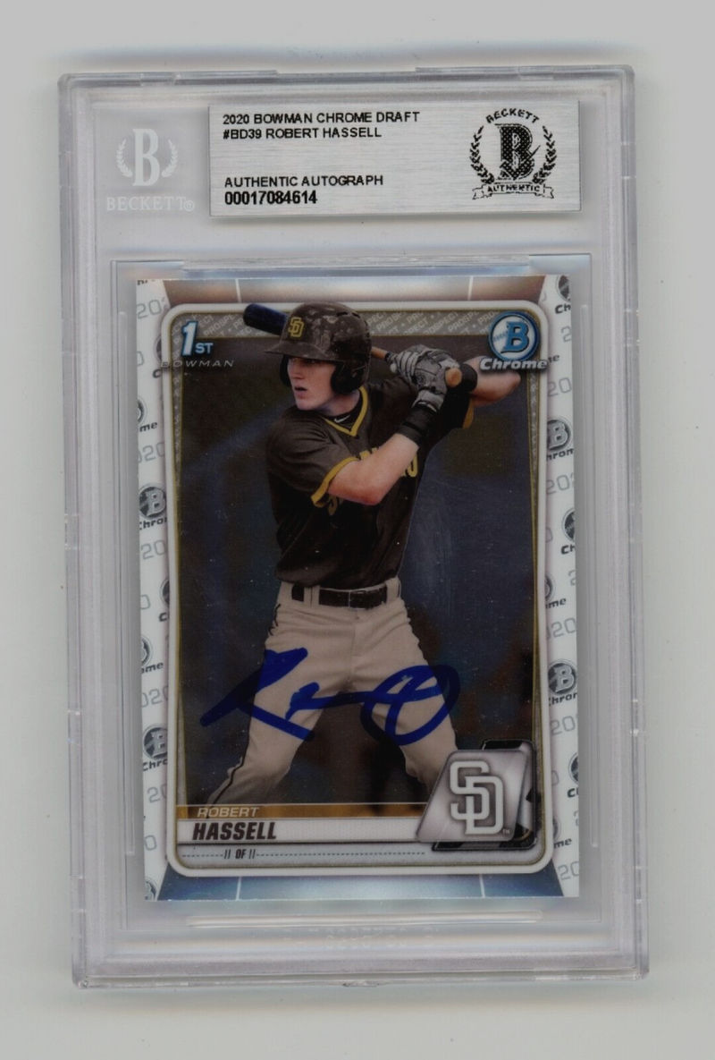 Robert Hassell 2020 Bowman Chrome Draft #BD39 1st Signed Beckett BAS BGS Auto