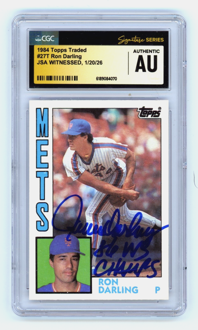 Ron Darling 1984 Topps Traded 27T Rookie RC w/ 86 WSC Signed JSA CGC Auth Auto