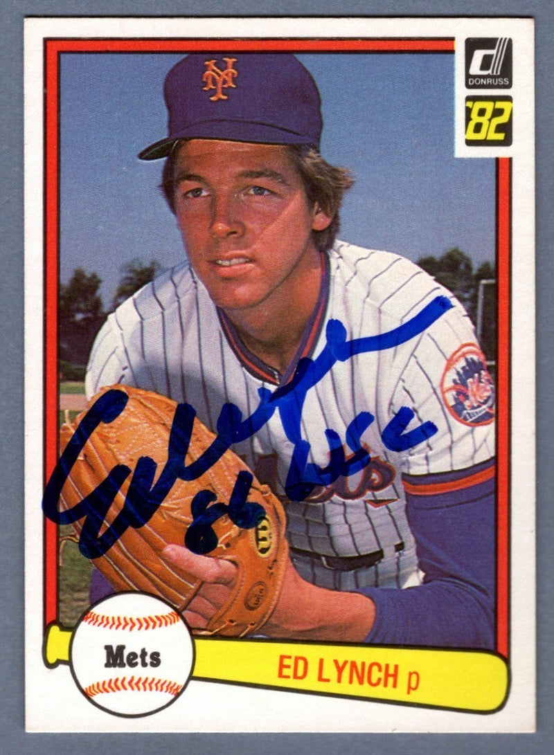 Ed Lynch Signed 1982 Donruss #641 Rookie RC w/ 86 WSC LSCM COA New York Mets