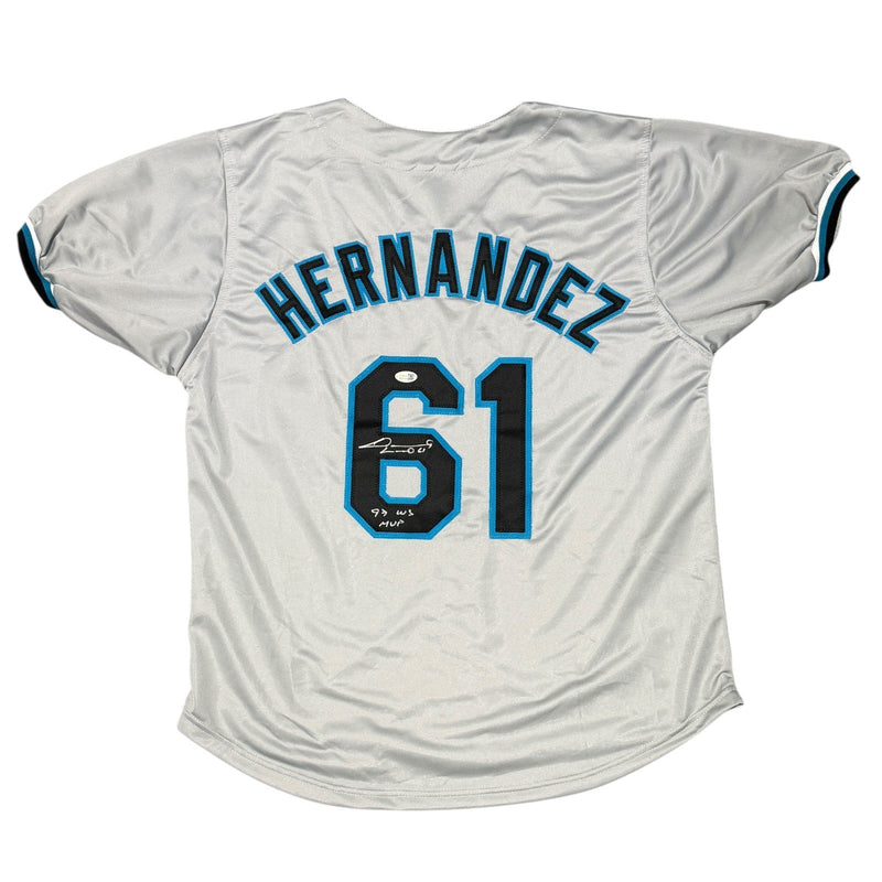 Livan Hernandez Signed Marlins Custom Jersey w/ 97 WS MVP JSA Witness COA