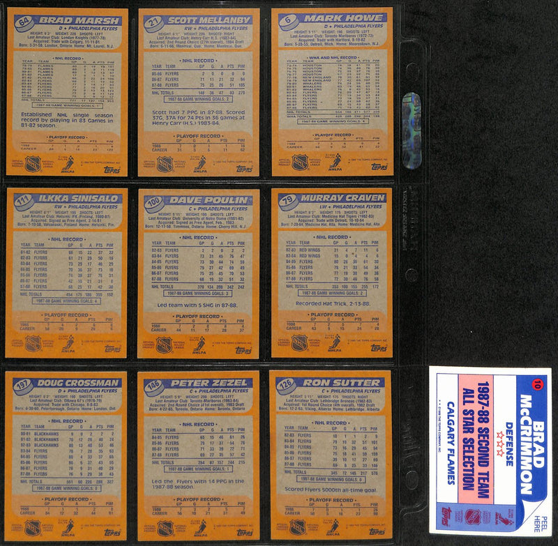 1988-89 Topps Hockey Philadelphia Flyers Team (10) Cards 189213