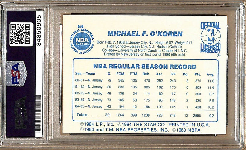 1985-86 Star Company #64 Mike O'Koren Nets Signed/Auto Card PSA/DNA 178840