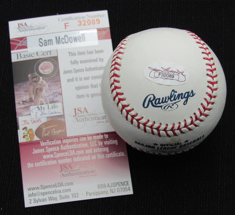 Sam McDowell Signed/Auto Yankees 100th OML Baseball JSA  186849