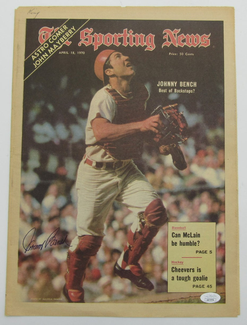 Johnny Bench HOF Signed/Autographed April 18, 1970 Sporting News Reds JSA 192912