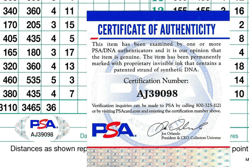 Jack Nicklaus Masters Signed/Autographed Augusta Score Card PSA/DNA 165475