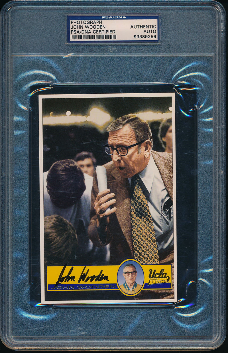 John Wooden Signed/Autographed 4x6 Card Photo UCLA Basketball Coach JSA 191883