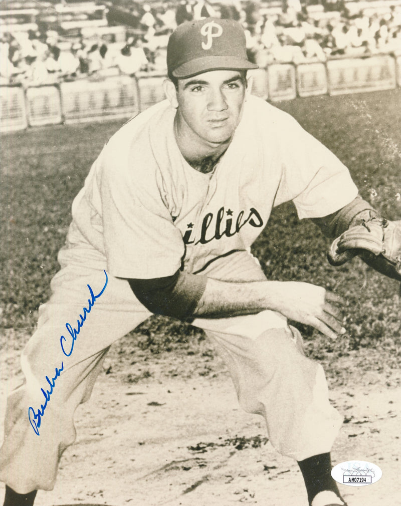 Bubba Church Autographed 8x10 Photo Philadelphia Phillies JSA 181907