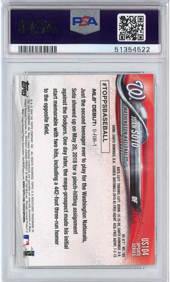 Graded 2018 Topps Update Juan Soto #US104 Rookie RC Baseball Card PSA 10 Gem Mint