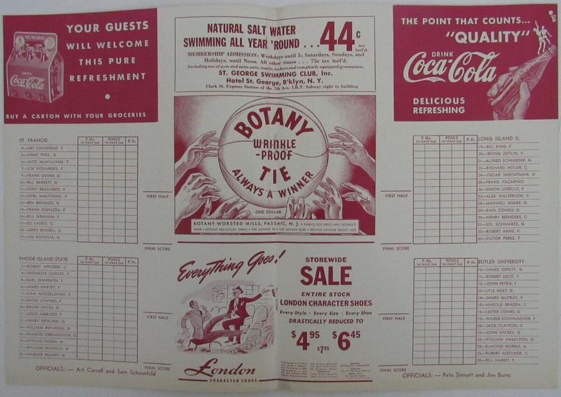 1941 NCAA Basketball Doubleheader Games Program at Madison Square Garden  144849