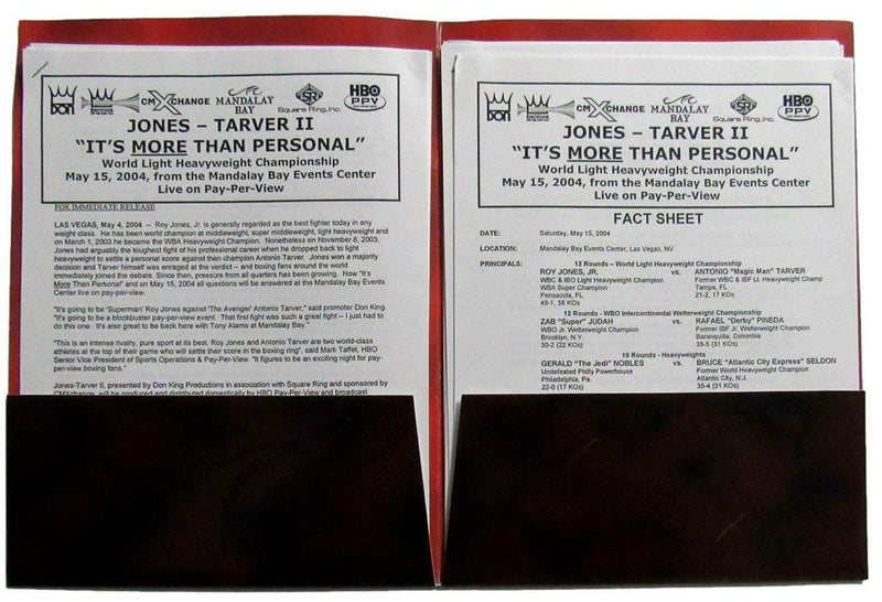 2004 Light Heavyweight Championship Boxing Jones vs. Tarver II Press Kit 167431