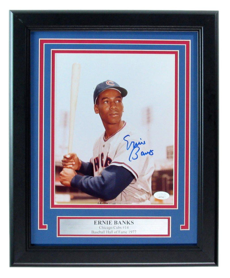 Ernie Banks HOF Signed/Autographed 8x10 Photo Chicago Cubs Framed JSA 190849