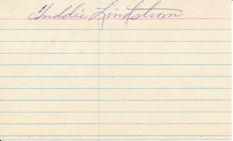Freddie Lindstrom HOF New York Giants Signed/Autographed 3x5 Index Card 163943