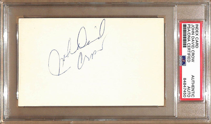 John David Crow Autographed 3x5 Index Card Texs A&M Heisman PSA/DNA 179062