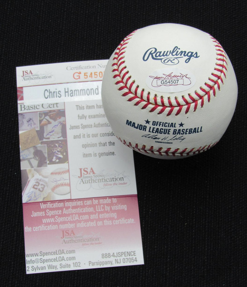Chris Hammond Signed/Auto Yankees 100th OML Baseball JSA Inscr 186640