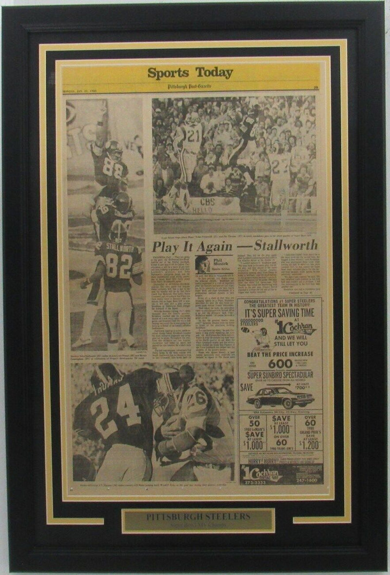 Steelers 1980 Super Bowl XIV Win Pittsburgh Post Gazette Newspaper Framed 157908