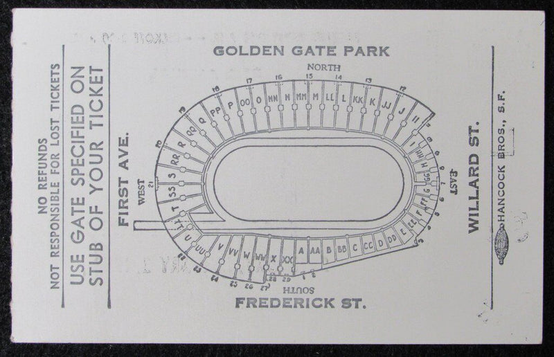 1954 East vs. West Shrine Game Ticket Stub Kezar Stadium San Francisco, CA