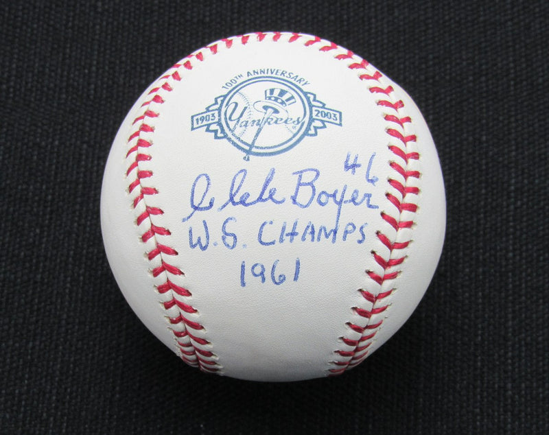 Clete Boyer Signed/Auto Yankees 100th OML Baseball PSA/DNA Inscr 186979