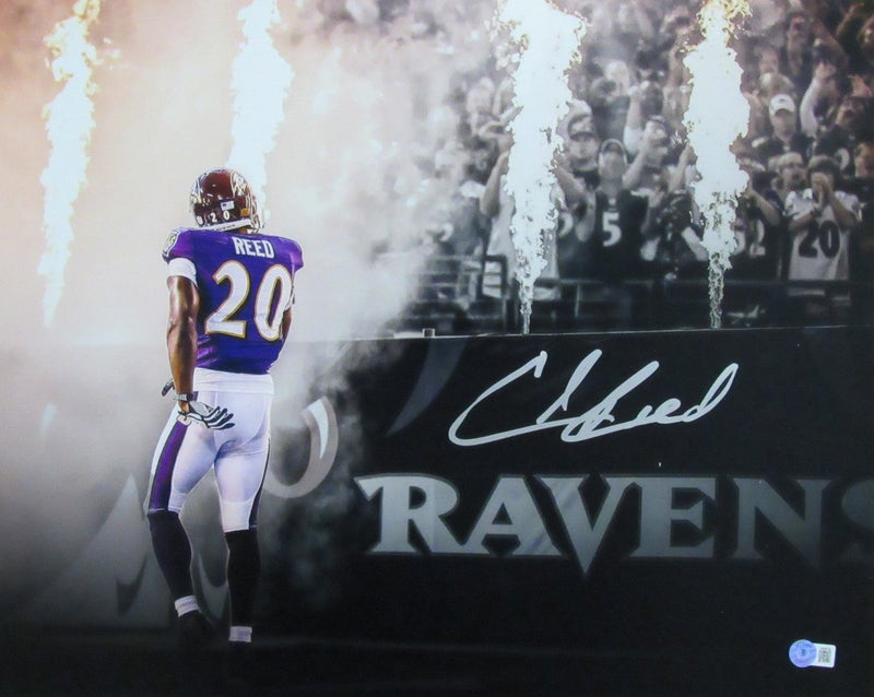 Ed Reed HOF Autographed 16x20 Photo Baltimore Ravens Beckett 183307
