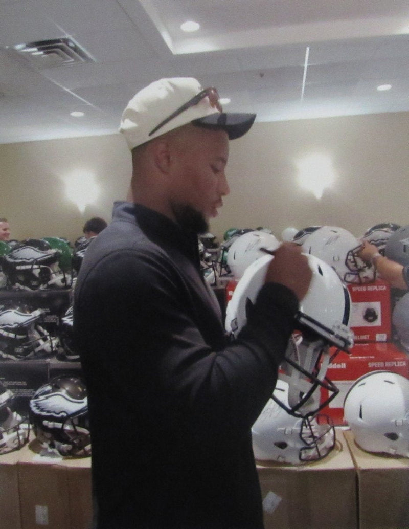 Saquon Barkley Signed/Inscr  PSU White Full Size Replica Helmet Beckett 191832